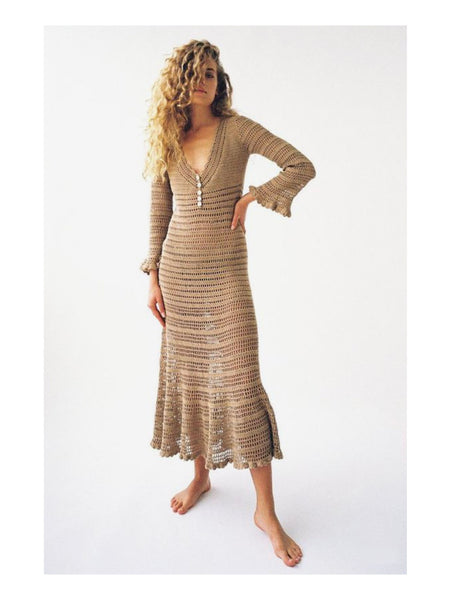 She Made Me Lolita Crochet Dress Sand • (Size Large) Aus 12-14