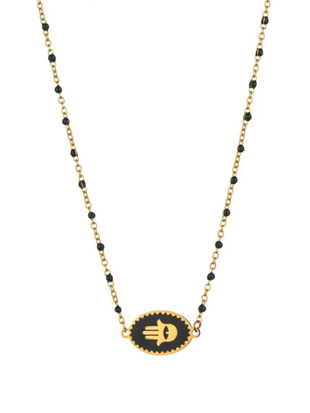 HAMSA Amulet Necklace (Black)