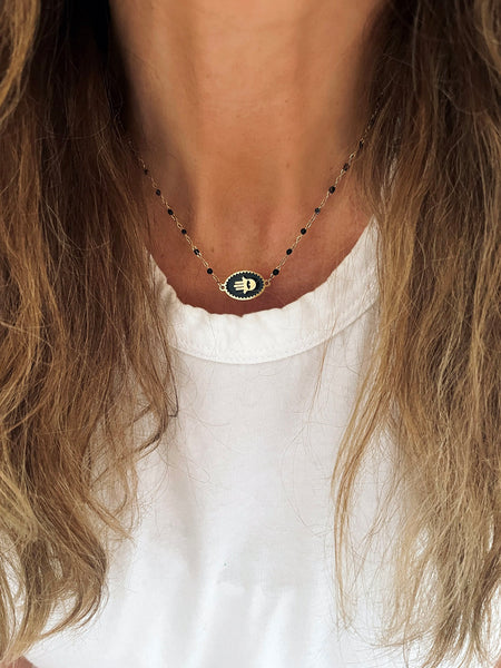 HAMSA Amulet Necklace (Black) • NEW