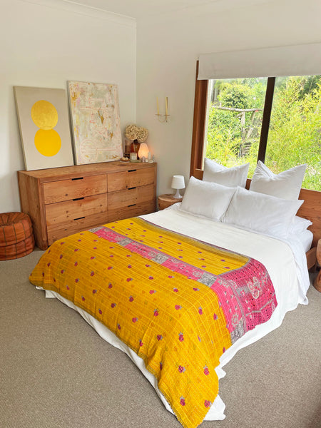 Vintage Indian Reversible Kantha Throw (Number 62)