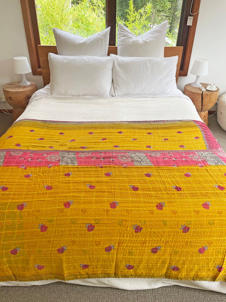 Vintage Indian Reversible Kantha Throw (Number 62)