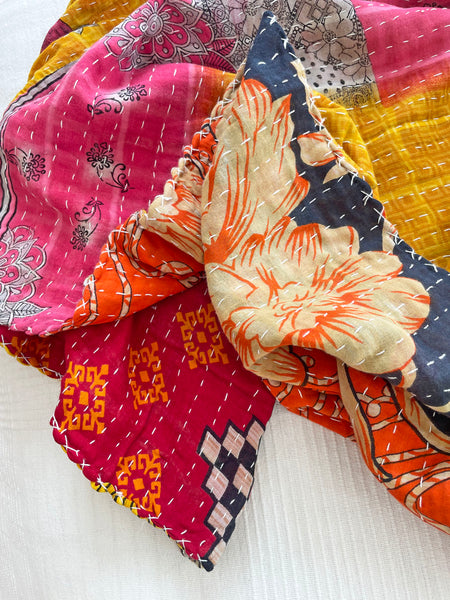 Vintage Indian Reversible Kantha Throw (Number 62)