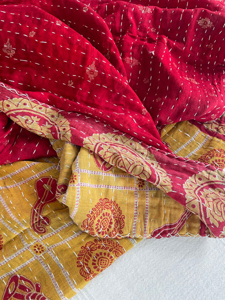Vintage Indian Reversible Kantha Throw (Number 70)