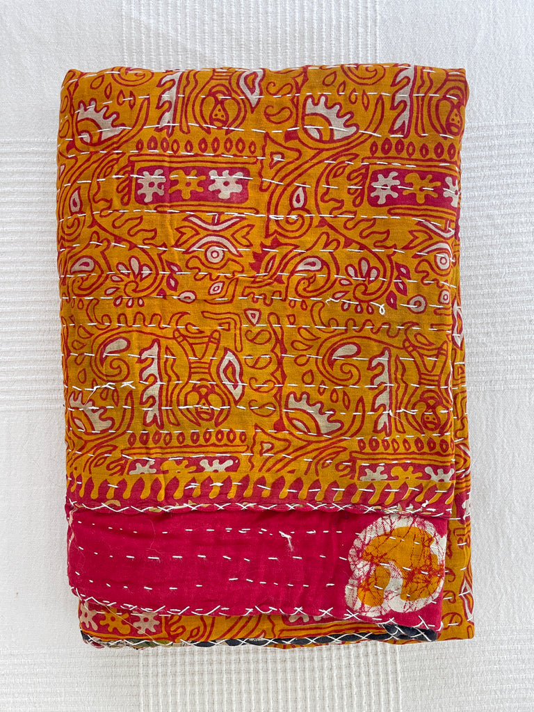 Vintage Indian Reversible Kantha Throw (Number 74) • NEW