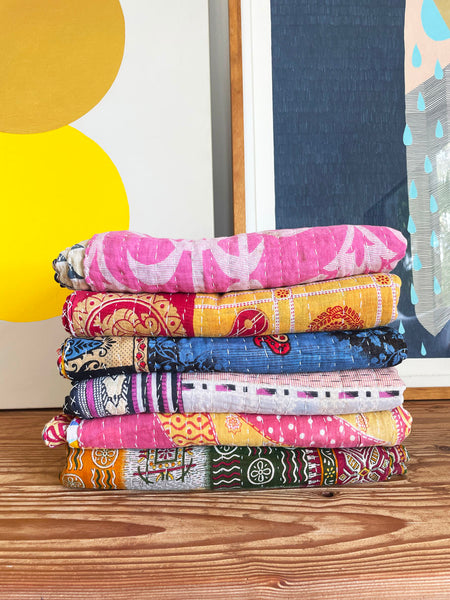 Vintage Indian Reversible Kantha Throw (Number 70)
