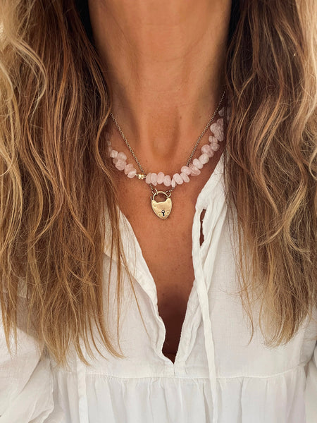 The DELUXE Surfer Boy Necklace (Rose Quartz) • NEW