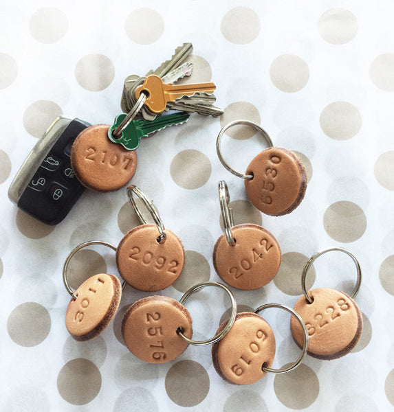 Tan Leather Postcode Key Ring (BOSS) • LAST ONE