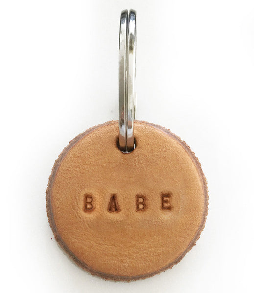 Tan Leather Postcode Key Ring (BABE)