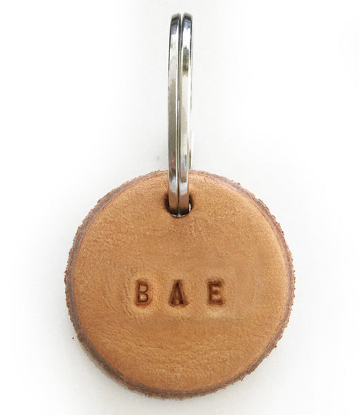 Tan Leather Postcode Key Ring (BAE) • LAST ONE