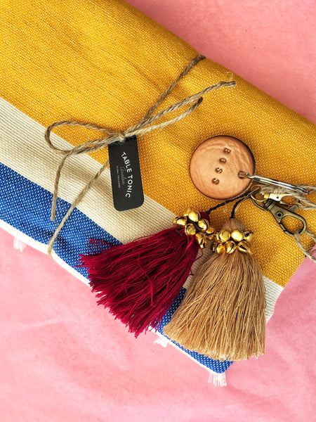 Tan Leather Postcode Key Ring (BOSS) • LAST ONE