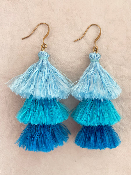 Cascade Tassel Earrings (Marine)