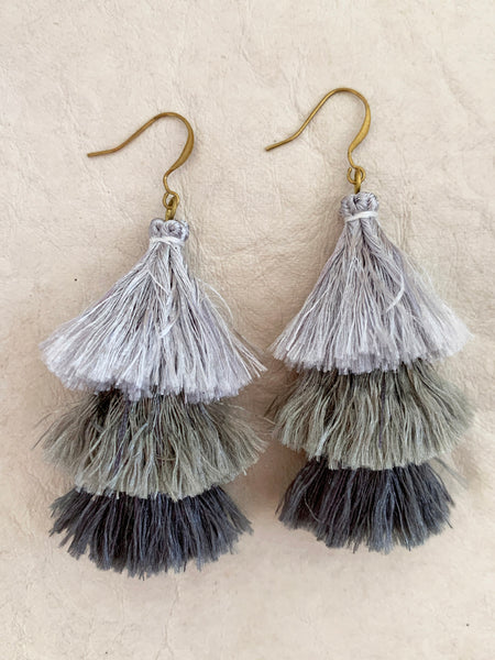 Cascade Tassel Earrings (Pebble)