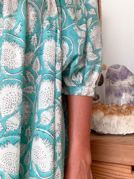 Chowchilla Vintage Arkie Dress "Aqua Vine"