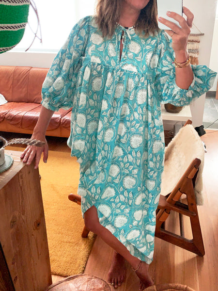 Chowchilla Vintage Arkie Dress "Aqua Vine"