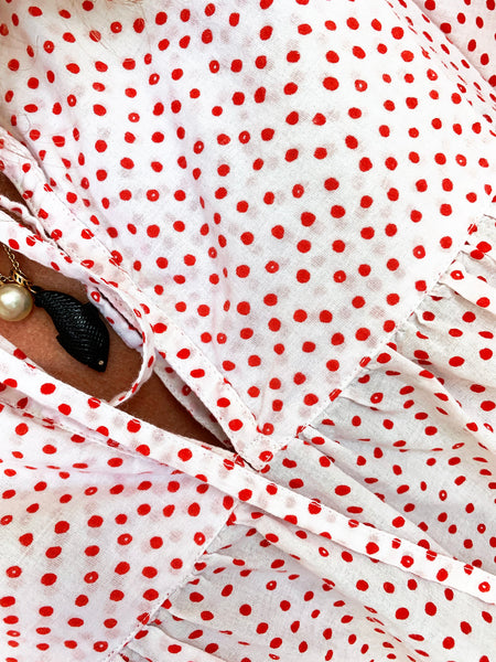 Chowchilla Vintage ARKIE Dress (Long) • "Spotty Dotty Red"