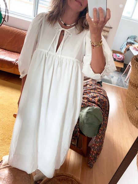 Chowchilla Vintage Arkie Dress "White Cotton Voile"