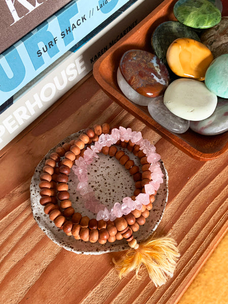 ROSE QUARTZ Cleansing Crystal Chip Bracelet • BACK IN STOCK