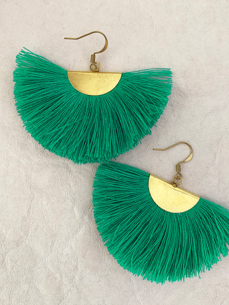 Fanfare Tassel Earrings (Emerald)