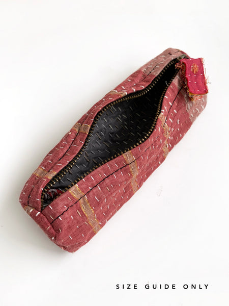 Indian Kantha Fabric Zip Pouch