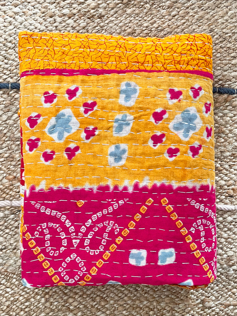 Vintage Indian Reversible Kantha Throw (Number 11)