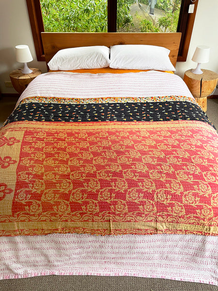 Vintage Indian Reversible Kantha Throw (Number 38)
