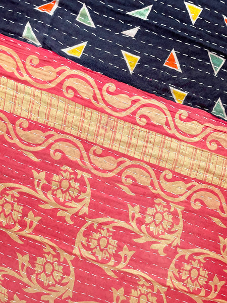 Vintage Indian Reversible Kantha Throw (Number 38)