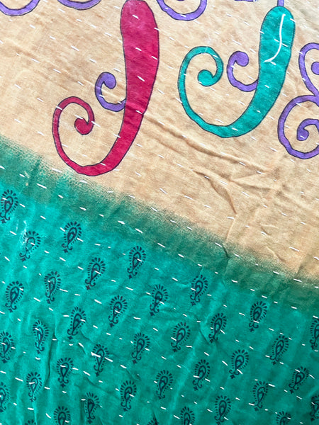 Vintage Indian Reversible Kantha Throw (Number 9)