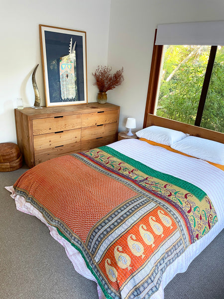 Vintage Indian Reversible Kantha Throw (Number 9)