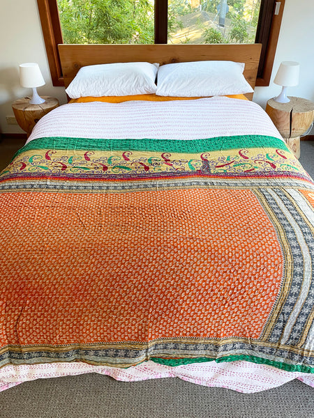Vintage Indian Reversible Kantha Throw (Number 9)
