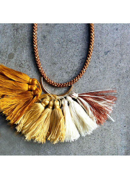 Krysos + Chandi Nima Tassel Necklace (Copper/Mustard)