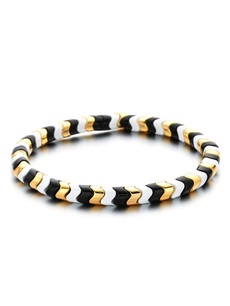 YUKI Herringbone Enamel Bracelet (Yin Yang Gold)