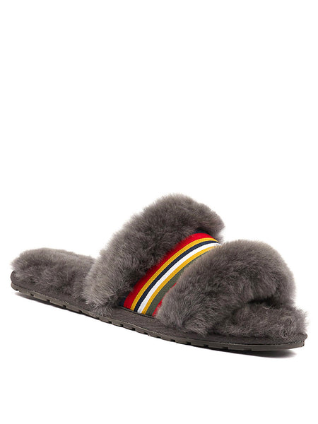 Shearling Wrenlette Slides (Charcoal)