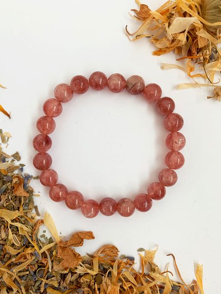 STRAWBERRY QUARTZ Healing Crystal Bracelet