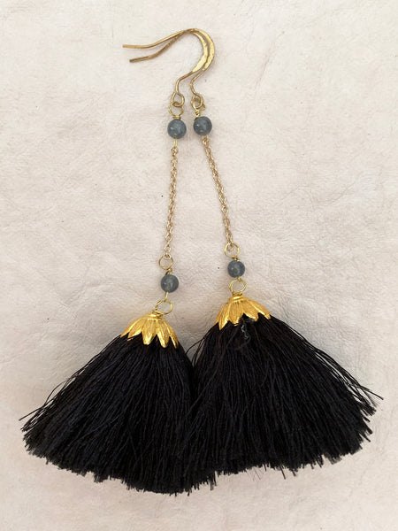 Babylon Tassel Earrings (Black)