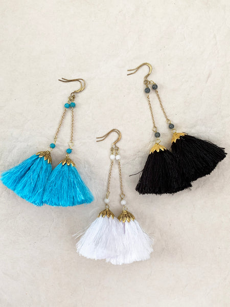 Babylon Tassel Earrings (Black)