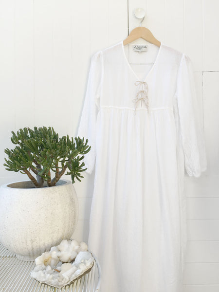 Chowchilla Vintage Indian Gypset Dress "White Cotton Voile"