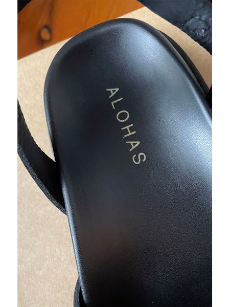 ALOHAS "Buckle Up" Black Leather Platform Sandals (Size EUR 39)