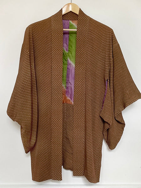 Vintage Japanese Silk "Haori" Kimono Jacket (Free Size)