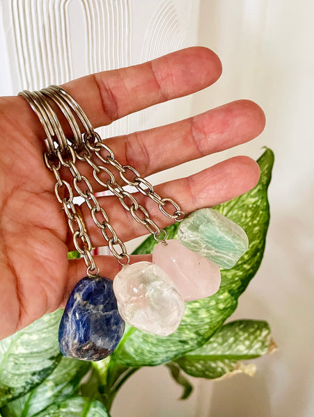 Tumbled Crystal Key Ring (Rose Quartz)