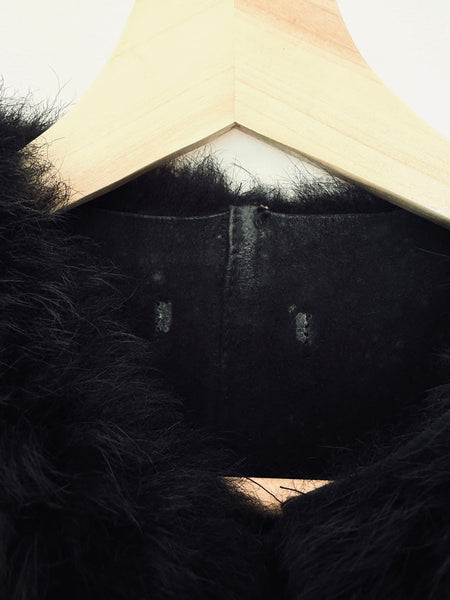 BASSIKE Black Shearling Vest • (Size 6-8)