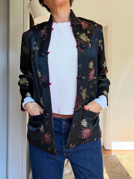 1960s Reversible Satin Brocade Jacket • (Size S/M)