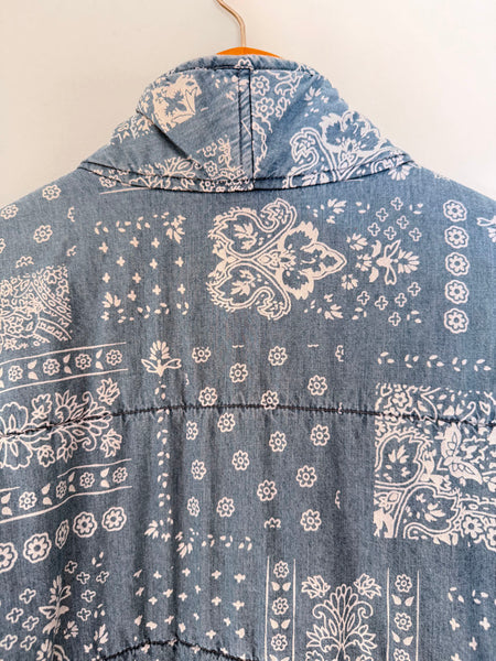 Quilted Cotton Bandana Print Chambray Jacket • (Size 12)