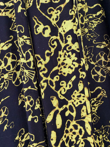 Black & Yellow Floor Length Batik Duster/Kimono Coat • (Free Size)