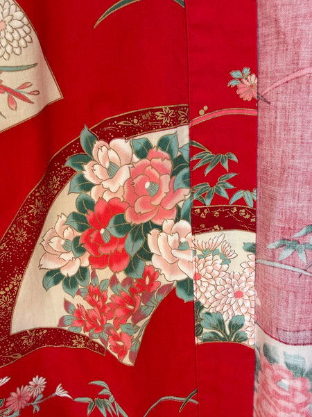 Pre-Loved Vintage Red Japanese Cotton Kimono • (Size S/M)