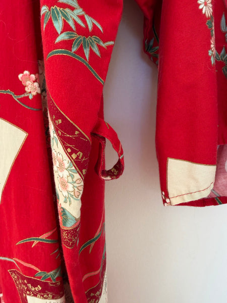 Pre-Loved Vintage Red Japanese Cotton Kimono • (Size S/M)