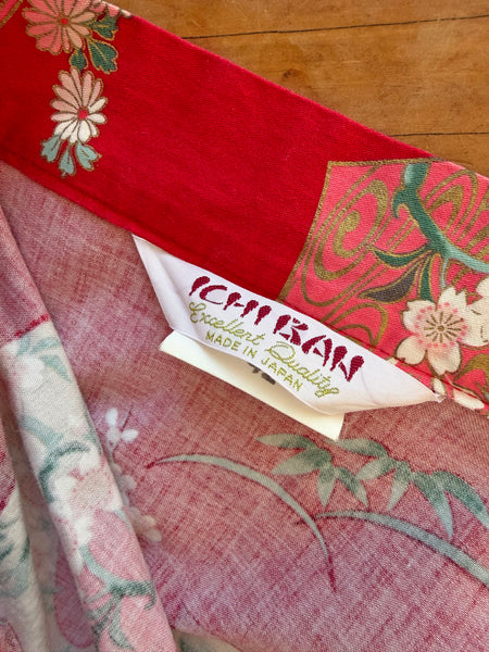Pre-Loved Vintage Red Japanese Cotton Kimono • (Size S/M)