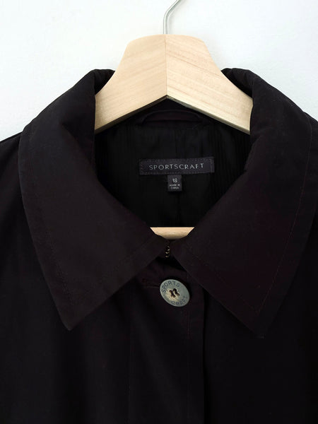 Classic Black Cotton Trench Coat • (Size 18)