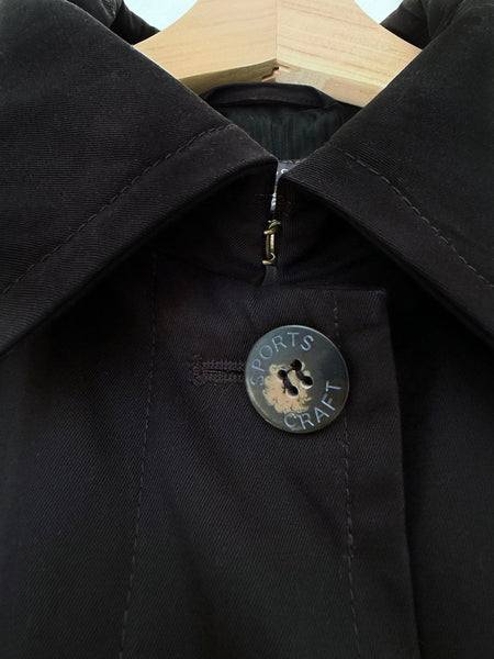 Classic Black Cotton Trench Coat • (Size 18)