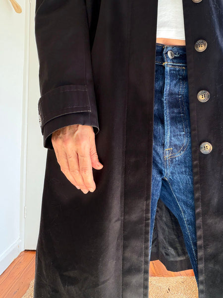 Classic Black Cotton Trench Coat • (Size 18)