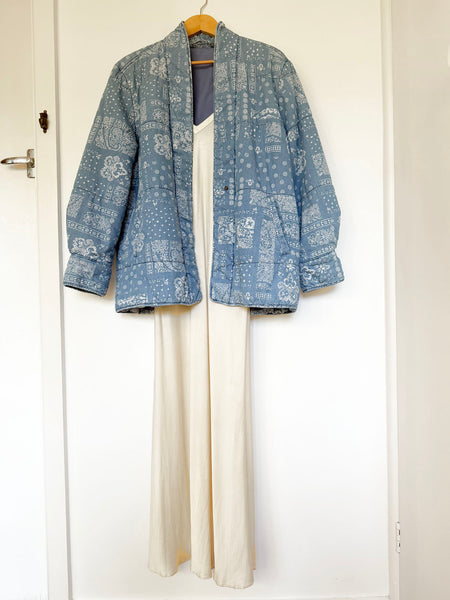 Quilted Cotton Bandana Print Chambray Jacket • (Size 12)